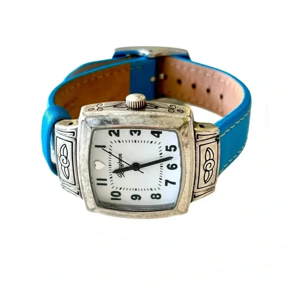 Brighton Orchard Ladies Watch Blue Leather Silver Plated Retired New Battery